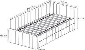 AKCIA Čalúnená posteľ COMFINO VELVET s prístelkou 120x200 cm krémová II. trieda