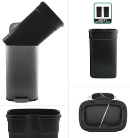 Spirella Akira 30 l odpadkový kôš s pedálom atichým zatváraním, matná sivá farba, 30 l