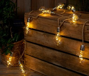 Solárna svetelná reťaz s jutovým lanom