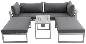 Sunfun Hannah Sada lounge nábytku, 5 dielov, hliník, polyester, sivá