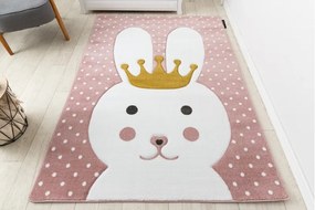 styldomova Detský ružový koberec PETIT Zajac