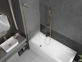 Mexen Next L, 1-krídlová vaňová zástena 60 x 150 cm, 6mm sklo námraza, zlatý matný profil, 895-060-000-03-30-55