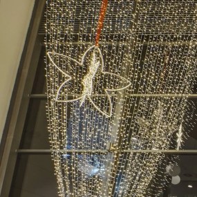 DECOLED Interiérová LED světelná záclona, teple bílá, transparentní kabel, 1x5 m, 500 diod