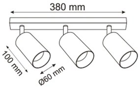 Zuma Line 2211BD-3-BK - Bodové svietidlo REN 3xGU10/50W/230V čierna/šedá