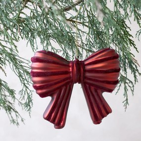 Červená vianočná sklenená ozdoba mašle Bow – 13*3*11 cm