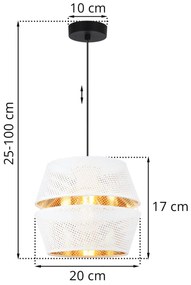 Závesné svietidlo Asti, 1x biele PVC tienidlo, g, b