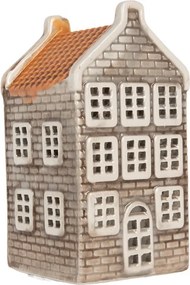 Sivý keramický domček na čajovú sviečku Lamont - 7*7*14 cm