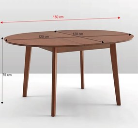 Okrúhly rozkladací jedálenský stôl Alton - buk merlot