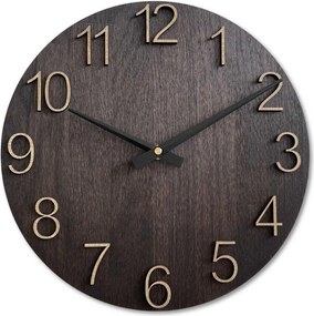 SENTOP | Luxusné drevené nástenné hodiny Wenge s 3D číslicami | SENTOP MAS016-OSMO-3169-heads-black analógové