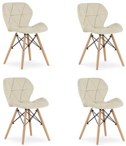 Set 4 zamatových kresiel LAGO - béžové
