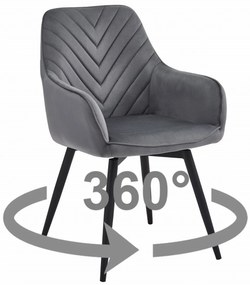 Otočná jedálenská stolička NANA360 VELVET, tmavosivá