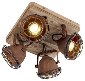Inteligentný reflektor hrdzavo hnedý s drevom Vrátane 4 WiFi GU10 - Gina