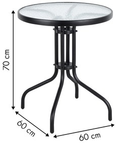 Záhradný stôl 60 cm stolík z tvrdeného skla na záhradnú terasu
