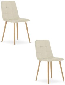 Set dvoch jedálenských stoličiek KARA zamat svetlobéžový (naturálne nohy) 2 ks