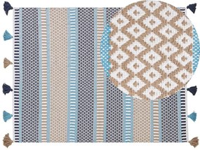 Bavlnený koberec 160 x 230 cm modrá/béžová MARMARA Beliani