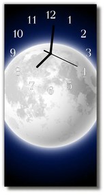 Sklenené hodiny vertikálne Vesmír mesiac farebný vesmír 30x60 cm