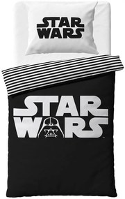 Čiernobiele bavlnené posteľné obliečky Star Wars - motív The Dark Force - 100% bavlna - 70 x 90 cm + 140 x 200 cm