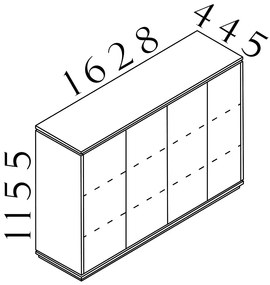 Stredná skriňa Creator 162,8 x 44,5 x 115,5 cm, antracit / biela