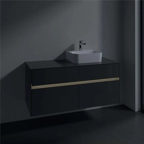 VILLEROY &amp; BOCH Collaro závesná skrinka pod umývadlo na dosku (umývadlo vpravo), 4 zásuvky, s LED osvetlením, 1200 x 500 x 548 mm, Glossy Grey, C099B0FP