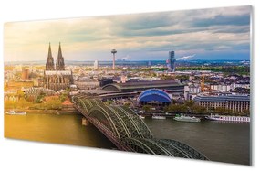 Sklenený obraz Nemecko panorama riečny mosty 120x60 cm