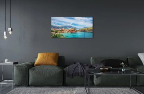 Sklenený obraz Grécko morská pobrežie hory 125x50 cm