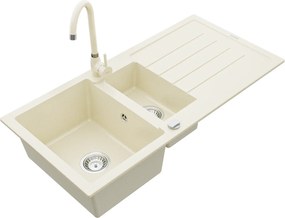Granitový drez s kuchynskou batériou MEXEN ANDRES béžový