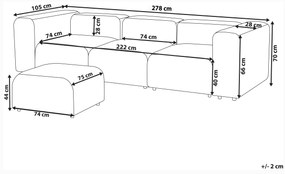 3-miestna modulárna buklé pohovka s taburetom biela FALSTERBO Beliani