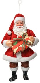 Závesná vianočná dekorácia Santa Claus držiaca darček - 10*6*17 cm
