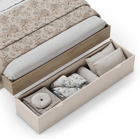 Dvojlôžková posteľ v dekore duba s úložným priestorom bez roštu v bielo-prírodnej farbe 160x200 cm Albo – Marckeric