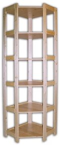 Rohový drevený regál 6 políc, 2040 x 600 x 335 mm