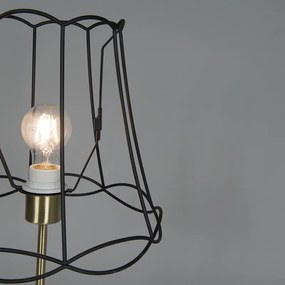 Retro stolová lampa mosadz s rámom Granny čierny 30 cm - Kaso