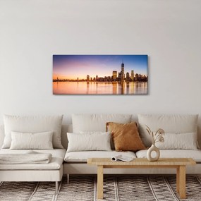 Obraz mesta pri západe slnka (120x50 cm)