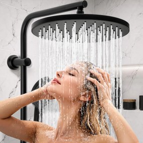 Erga Dubaj, sprchový set s termostatickou batériou a hlavovou sprchou 30 cm, čierna matná, ERG-YKA-BP.DUBAJ-THERM-30-BLK