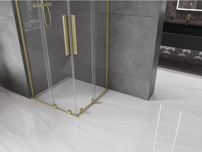 Mexen Velar L Duo, sprchový kút s posuvnými dverami 100 x 100 cm, 8mm číre sklo, zlatá matná, 871-100-100-02-03-55
