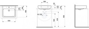 LAUFEN Pro Umývadlo, 550 mm x 480 mm, 1 otvor na batériu, biela H8179510001041