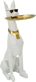 Dekoratívna soška Dog Ory s podnosom 74 cm biela