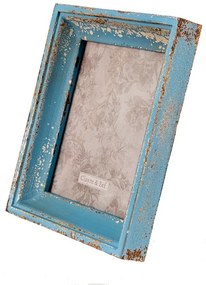 Drevený modrý vintage fotorámik - 27 * 6 * 32 / 18 * 24cm