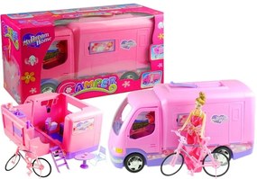 LEAN TOYS Rúžový karavan s bábikou