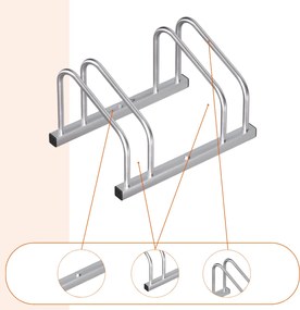 Stojan na 2 bicykle BIKE, 50x32x27cm, strieborná Jurhan