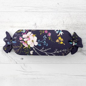 Biante Vankúš valec bonbon Sandra SA-557 Modro-ružové kvety na tmavo modrom 15x60 cm