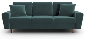 Zamatová rozkladacia/s úložným priestorom pohovka v petrolejovej farbe 235 cm Kyoto – Cosmopolitan Design
