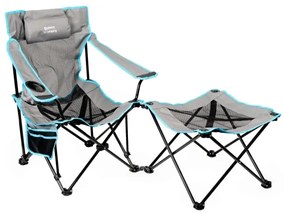 Skladací kempingový stôl + stolička šedá/modrá