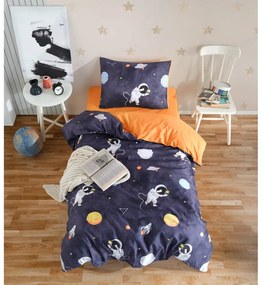 Detské obliečky na jednolôžko v tmavomodrej a oranžovej farbe 140x200 cm Astron – Mijolnir