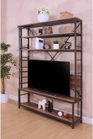 Čierna kovová knižnica s rebríkom Mauro Ferretti Manhattan, výška 210 cm