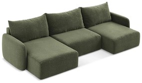 Zelená rozkladacia/s úložným priestorom rohová pohovka Kalena – Makamii