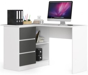 Rohový PC stolík Bodhi (biela + sivá) (L). Akcia -19%. Vlastná spoľahlivá doprava až k Vám domov. 1128556