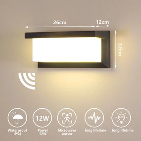 Brilagi-LED Vonkajšie nástenné svietidlo so senzorom BRICKY LED/12W/230V antr IP54