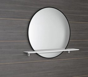 Sapho Sapho, SHARON LED podsvietené zrkadlo Ø 80cm s policou, čierna mat, 31255CI-01