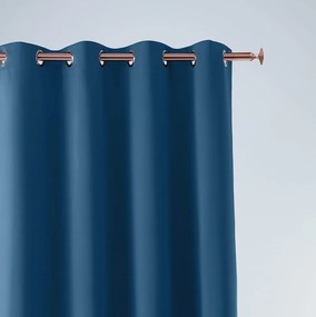 Elegantný modrý záves Aura so zavesením na strieborné kruhy 180 x 250 cm