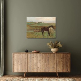 Sklenený obraz - Edgar Degas, Horses in a Meadow, reprodukcia (70x50 cm)